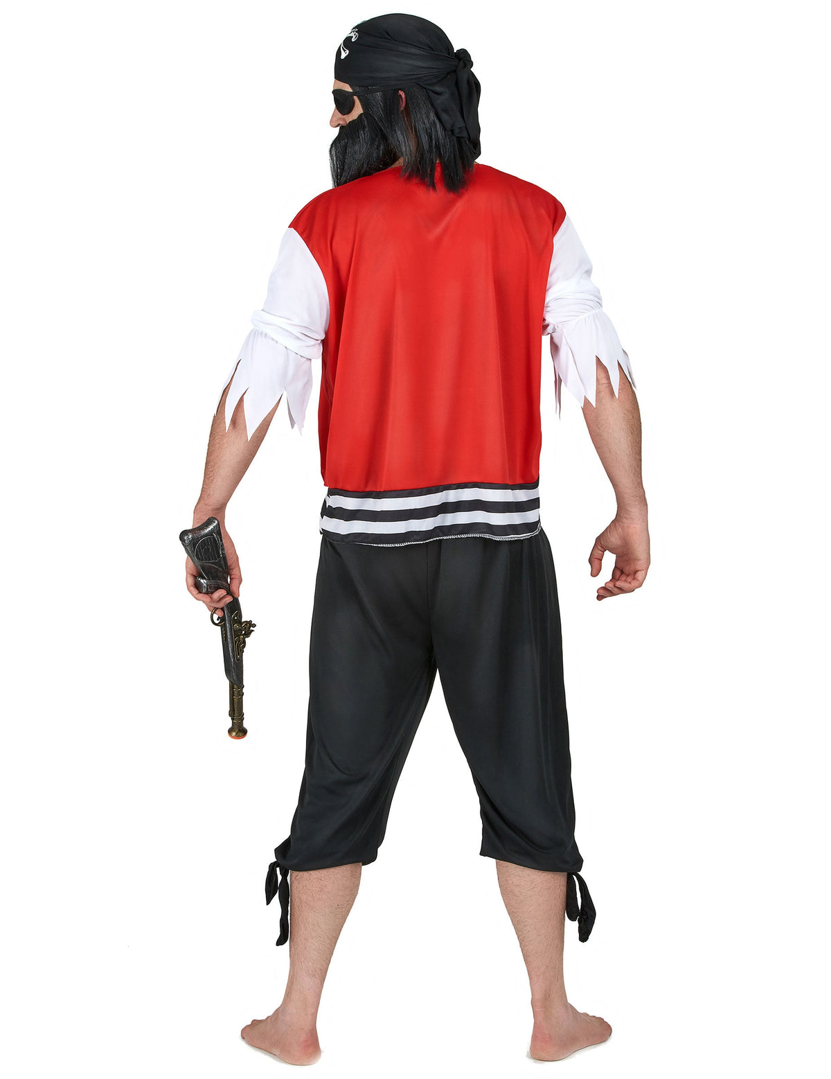 Vue de dos du déguisement de pirate avec cache-œil pour homme