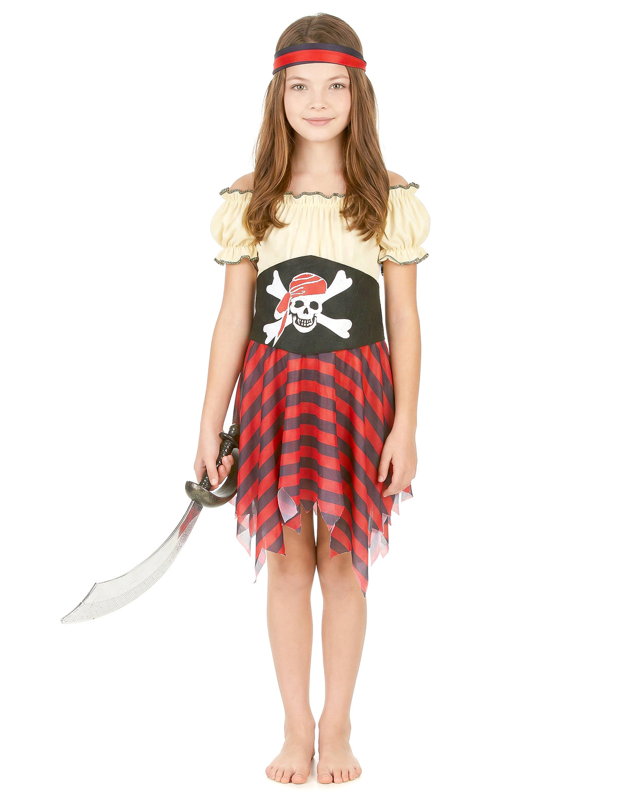 Vue de face du déguisement pirate pour fille
