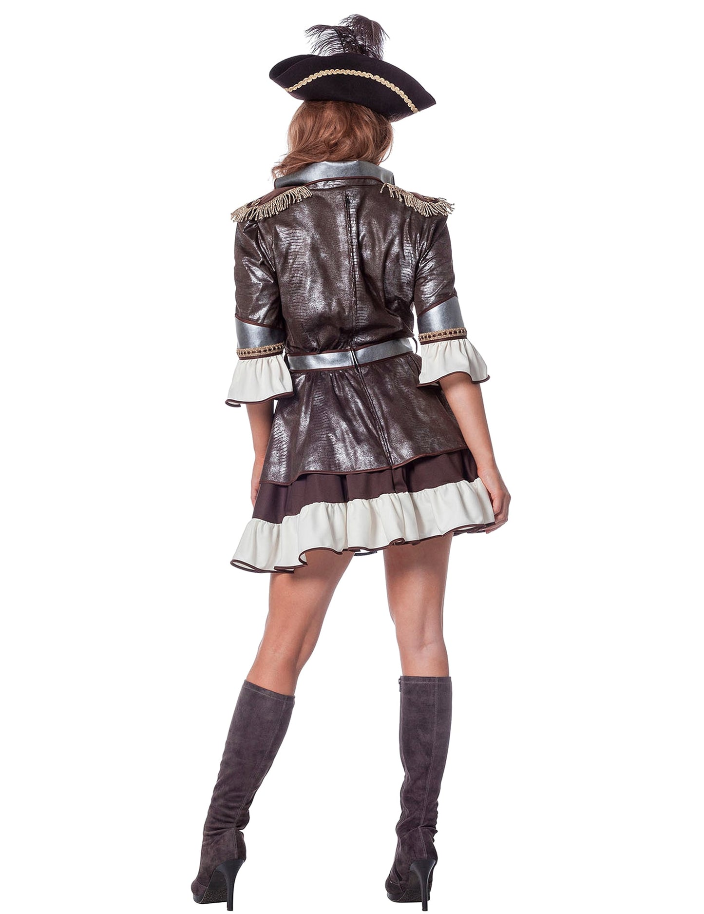 Déguisement pirate luxe argent et marron femme