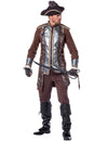 Fato de pirata luxo prateado e castanho para homem