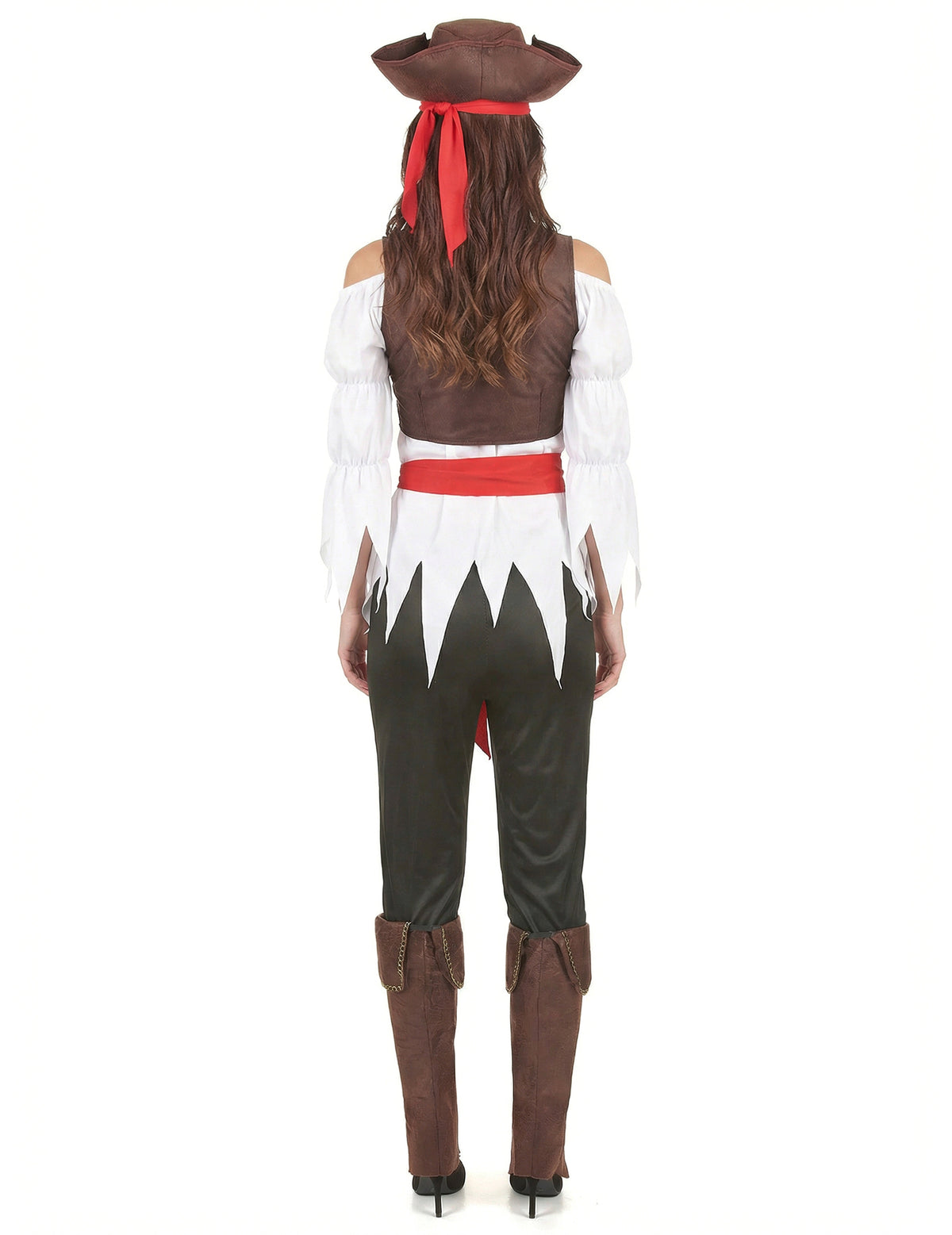 Vue de dos du déguisement de pirate pour femme