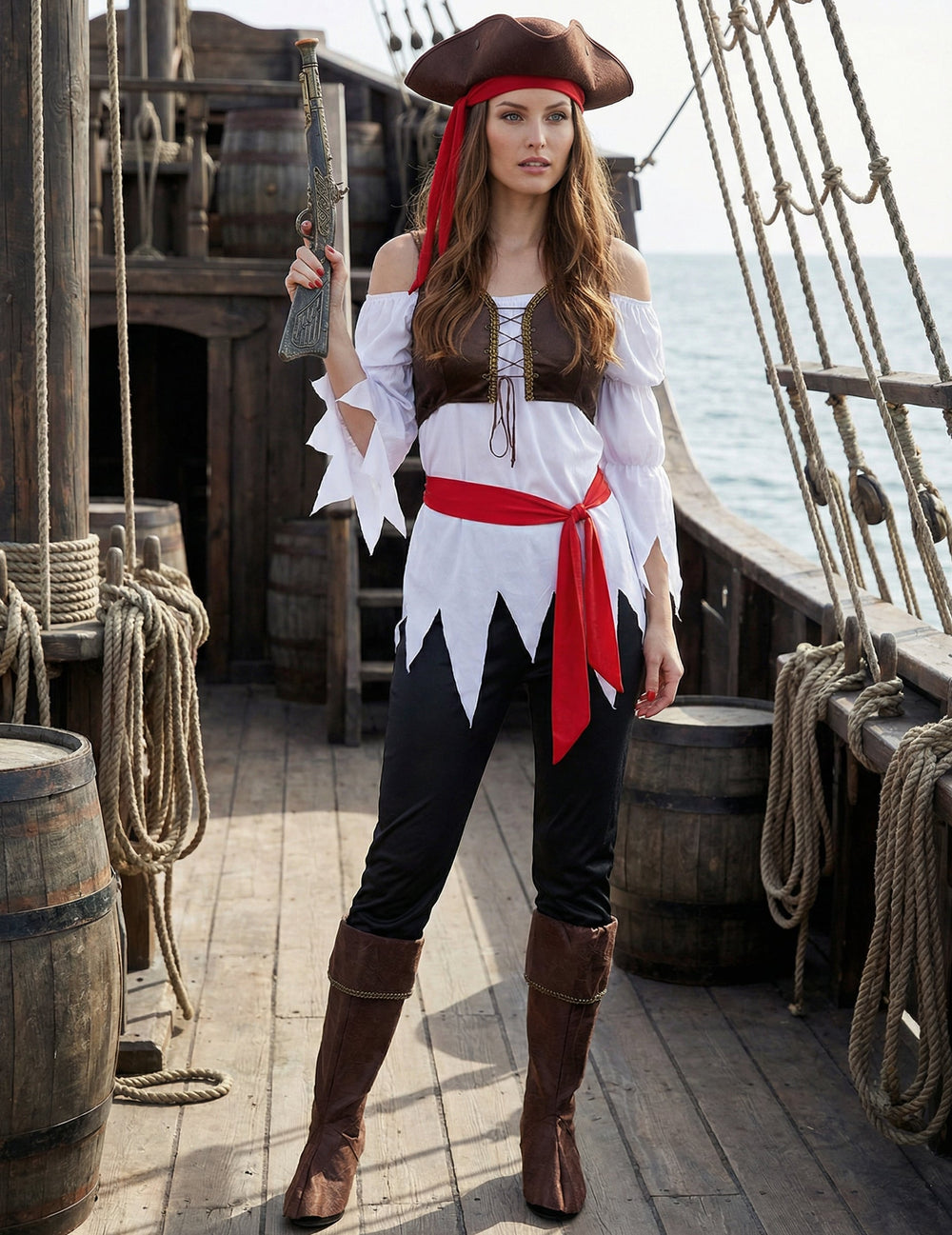 Vue d'ensemble du déguisement pirate pour femme