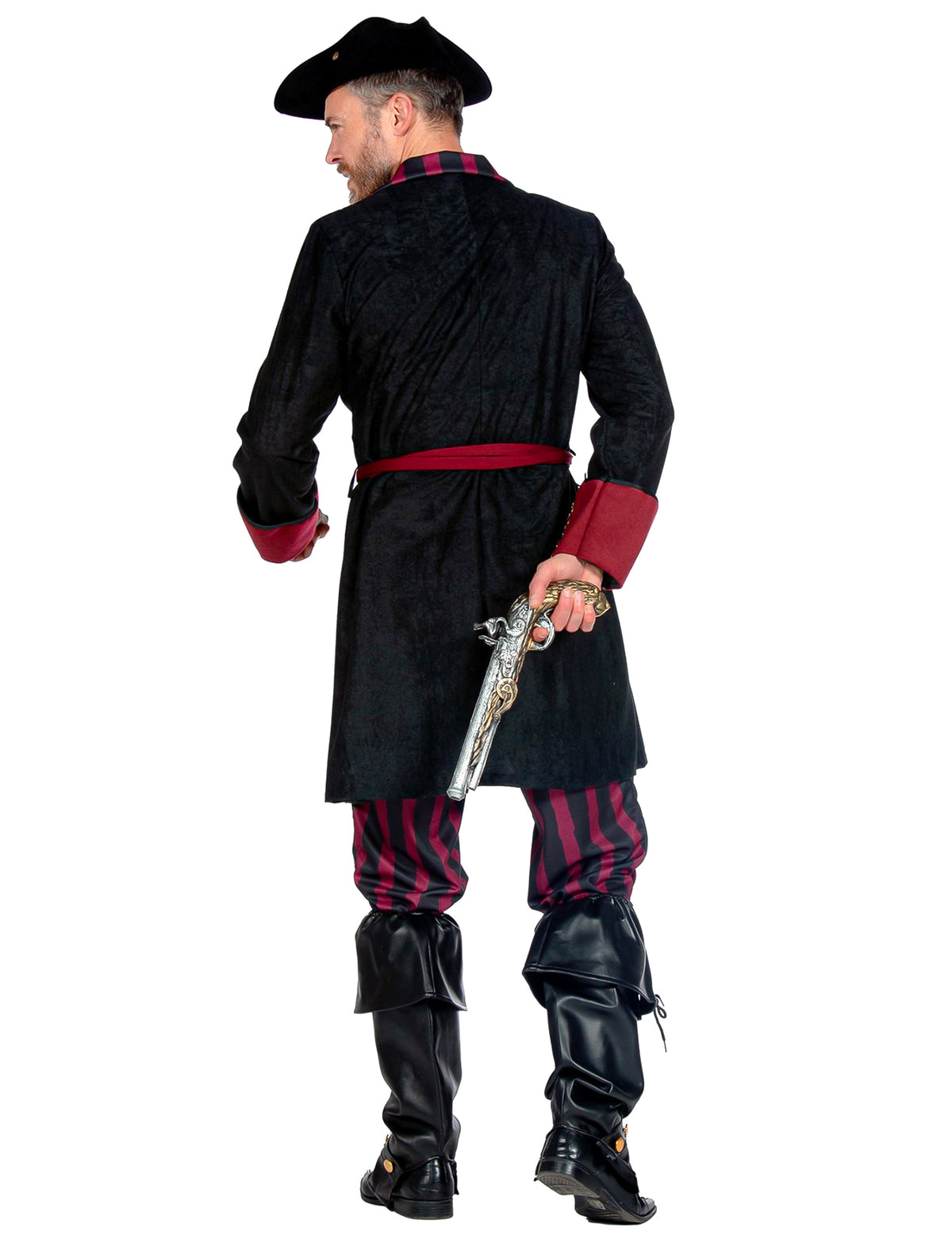 Fato de pirata preto e bordeaux de luxo para homem
