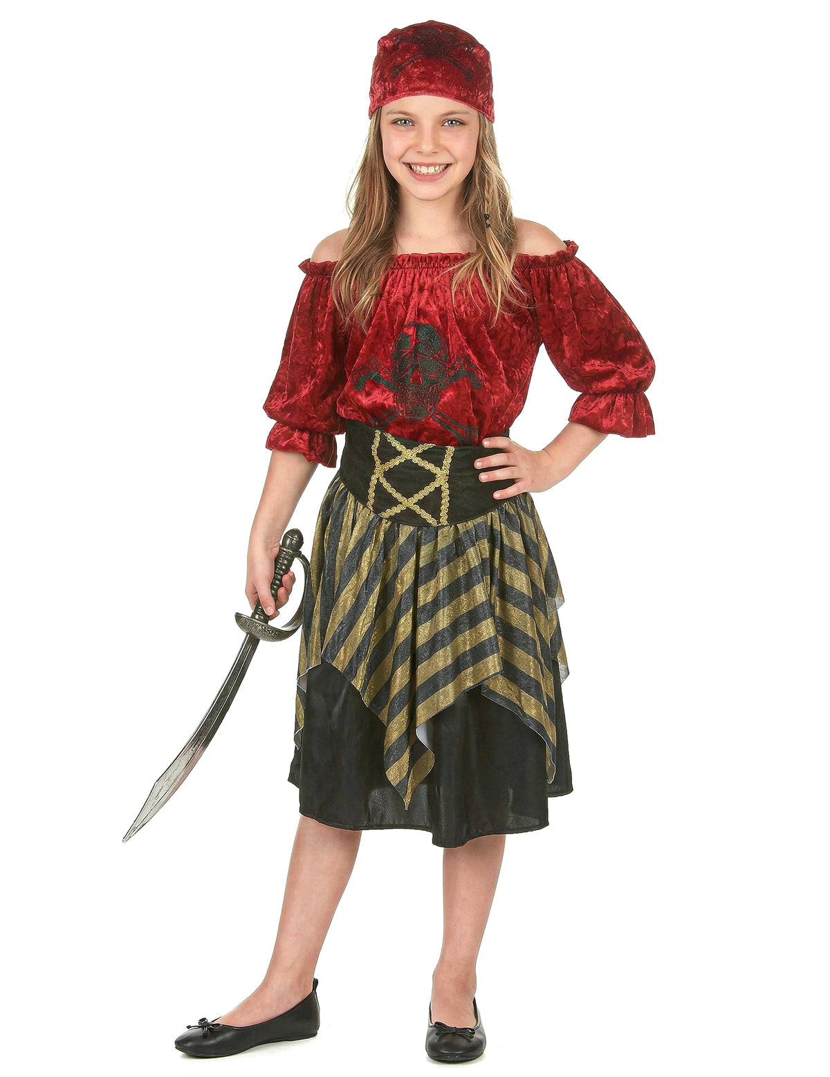 Vue de dos du déguisement de pirate pour fille