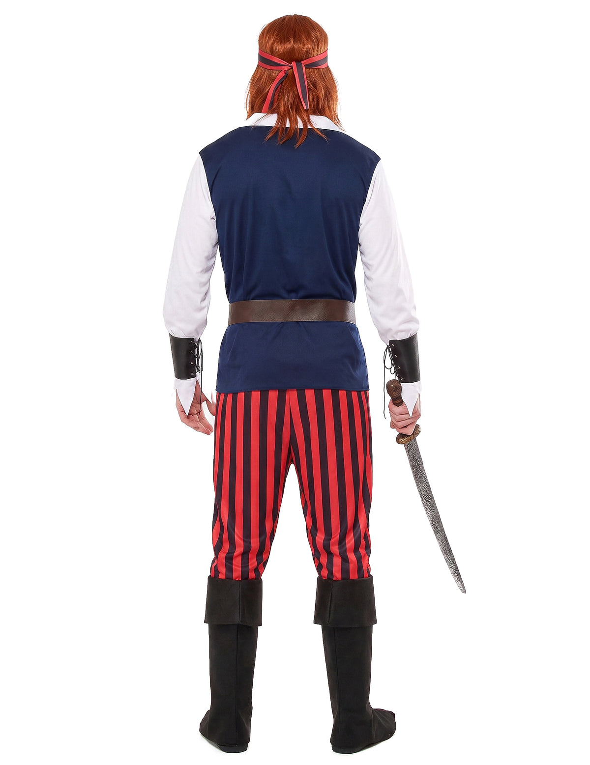 Disfarce pirata listrado vermelho e preto - homem