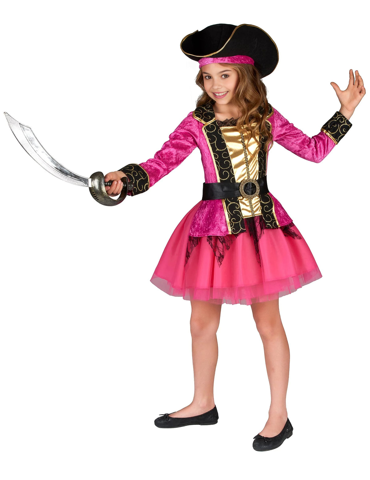 Sabre en plastique tenu en main du déguisement de pirate pour fille