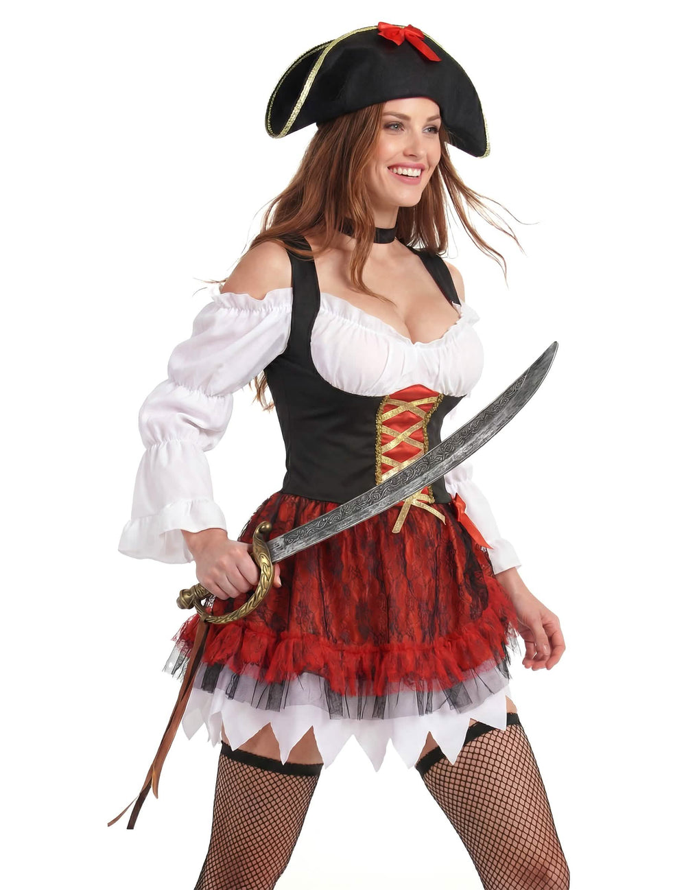 Vista de três quartos do disfarce pirata sexy para mulher