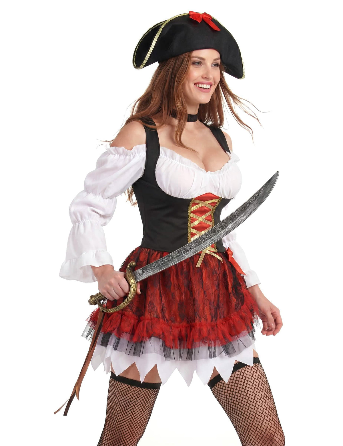 Vista de três quartos do disfarce pirata sexy para mulher