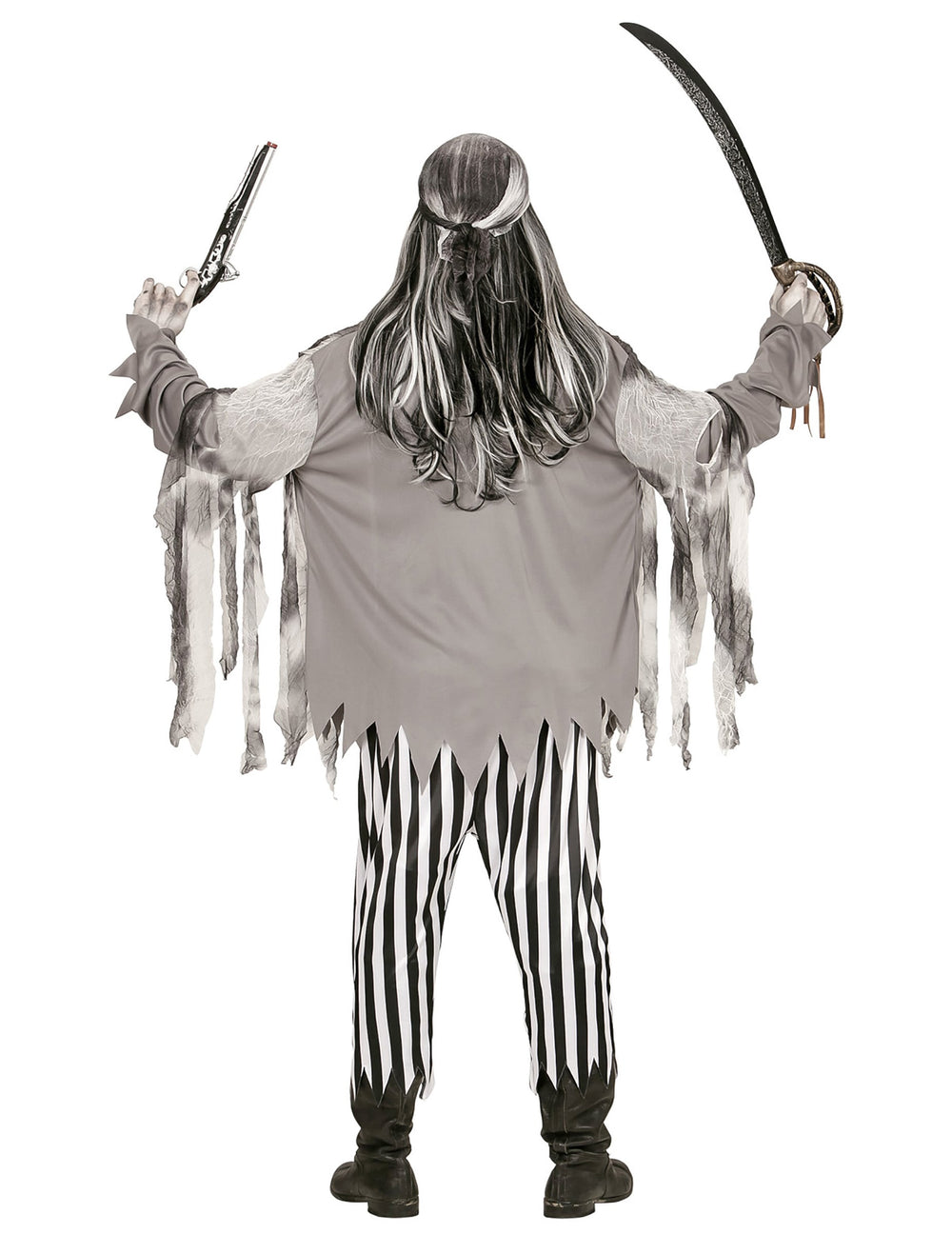 Vue de dos du déguisement pirate squelette fantôme pour homme