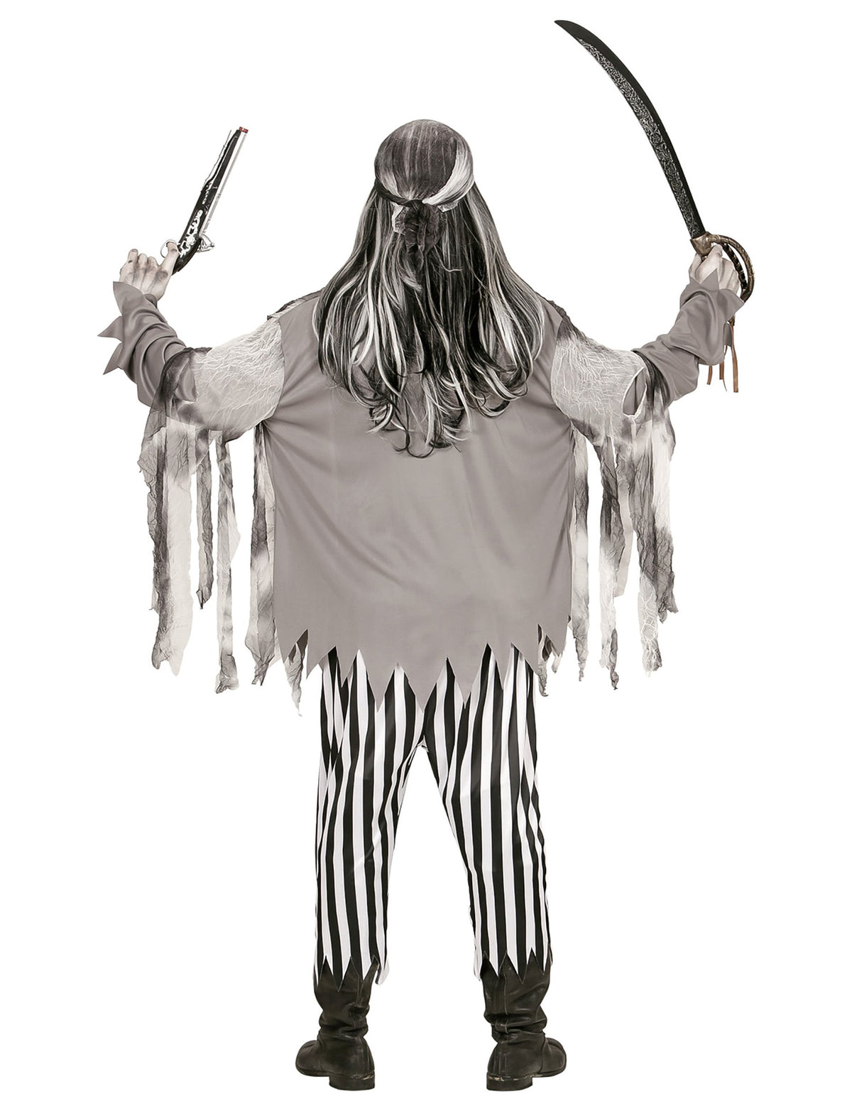 Vue de dos du déguisement pirate squelette fantôme pour homme