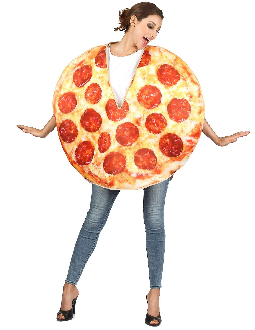Disfarce de pizza adulto com pepperoni