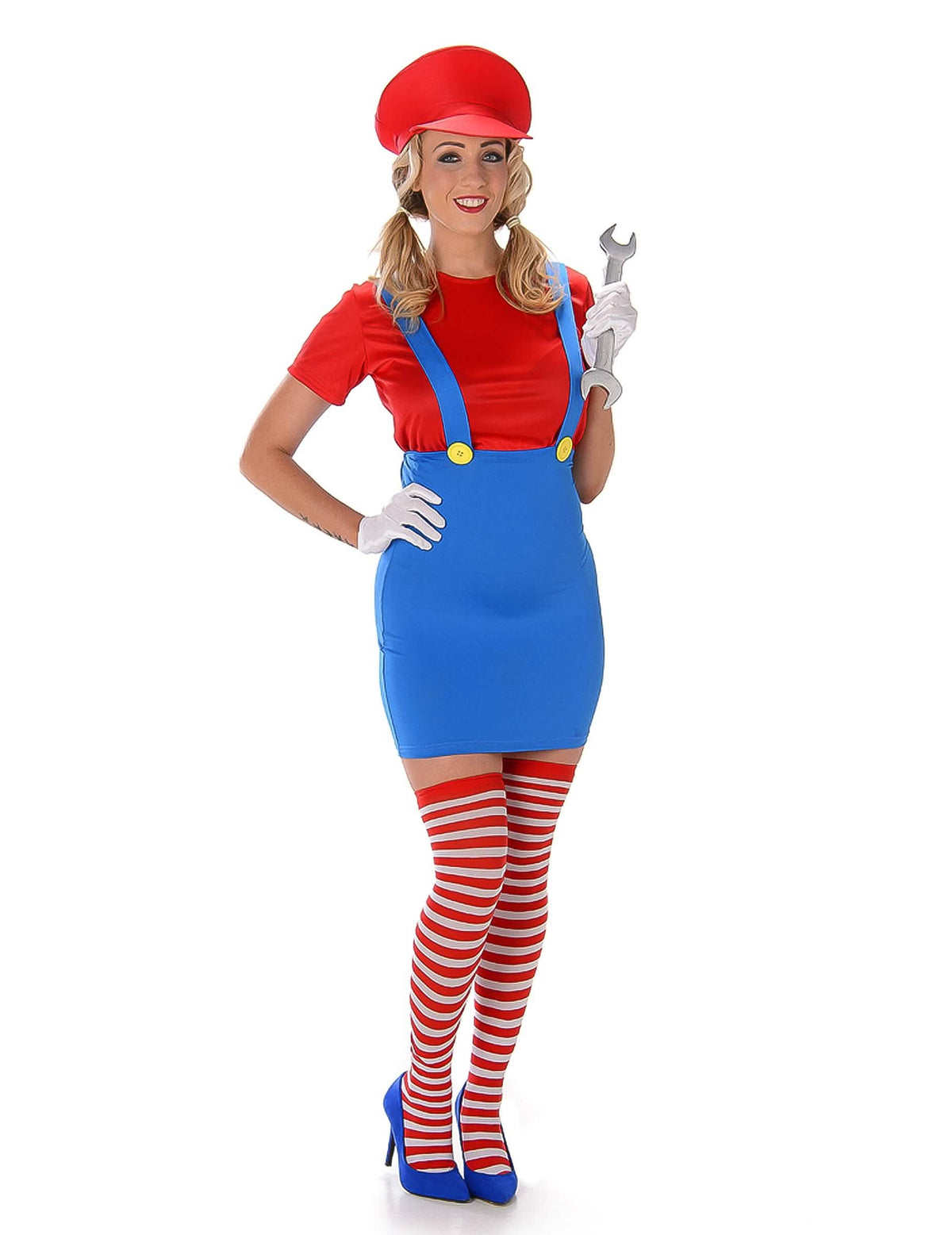 Vista geral com acessórios do fato de Plumber vermelho