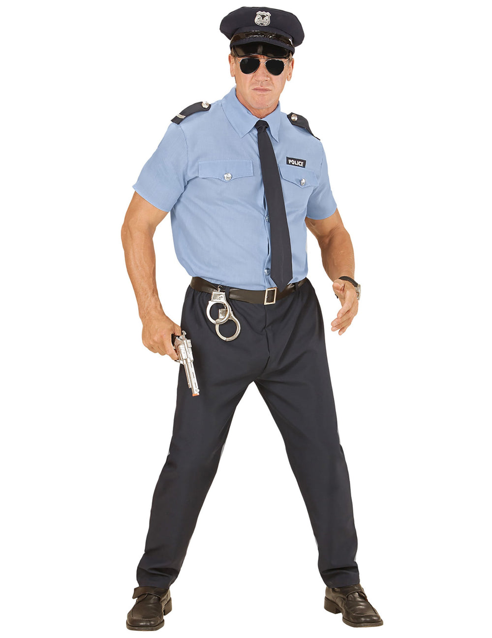 Déguisement de policier pour homme bleu avec casquette et cravate