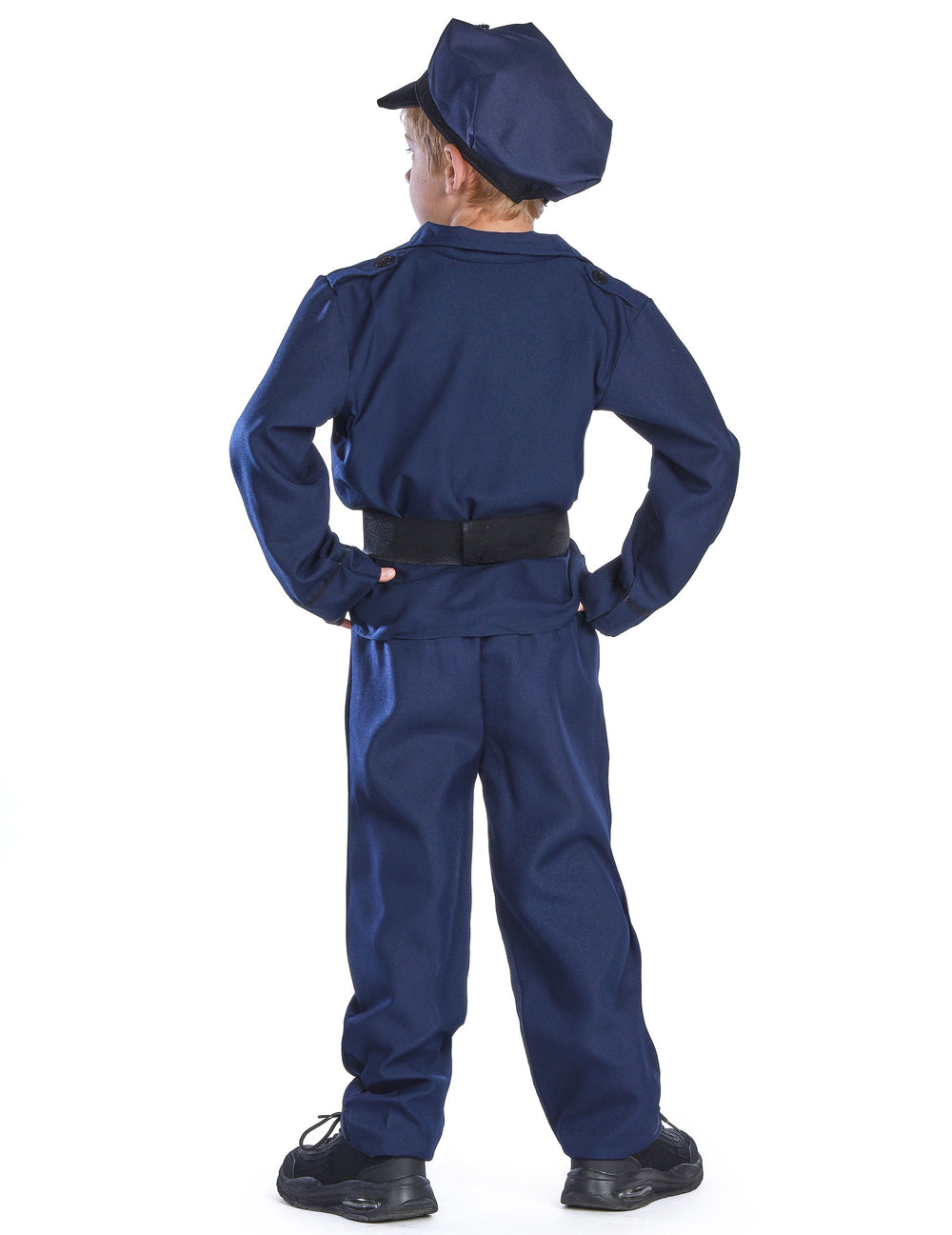 Vue de dos du déguisement policier luxe pour garçon