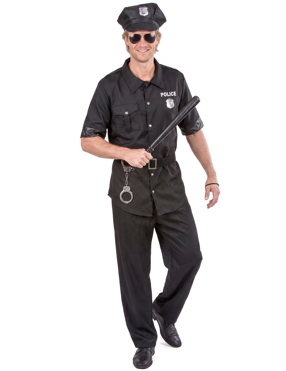 Disfarce de polícia preto para homem