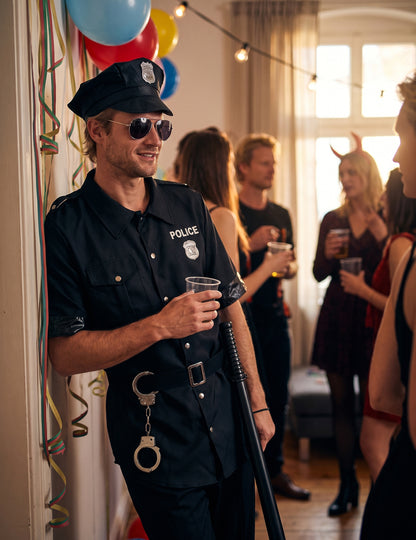 Disfarce de polícia preto para homem