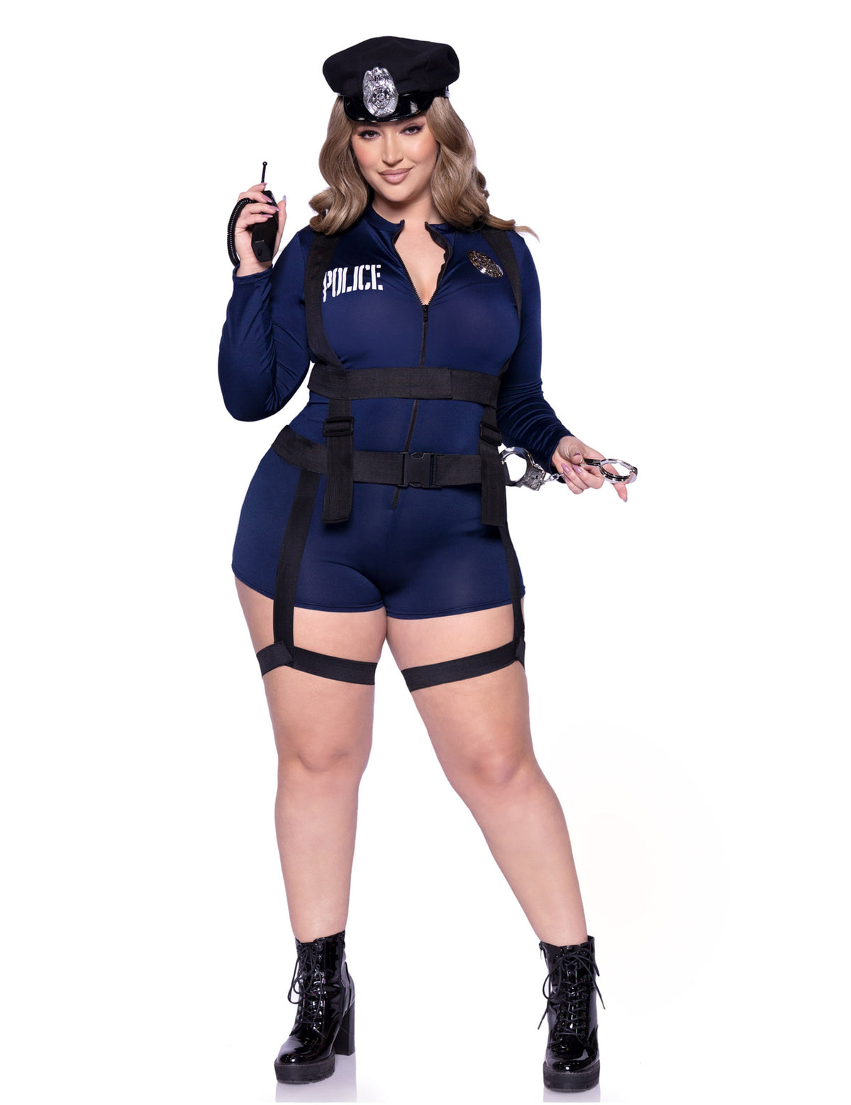 Vue de face du déguisement policière sexy deluxe