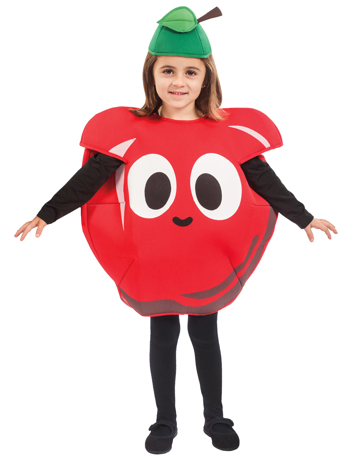 Déguisement pomme rouge pour enfant avec visage et chapeau vert