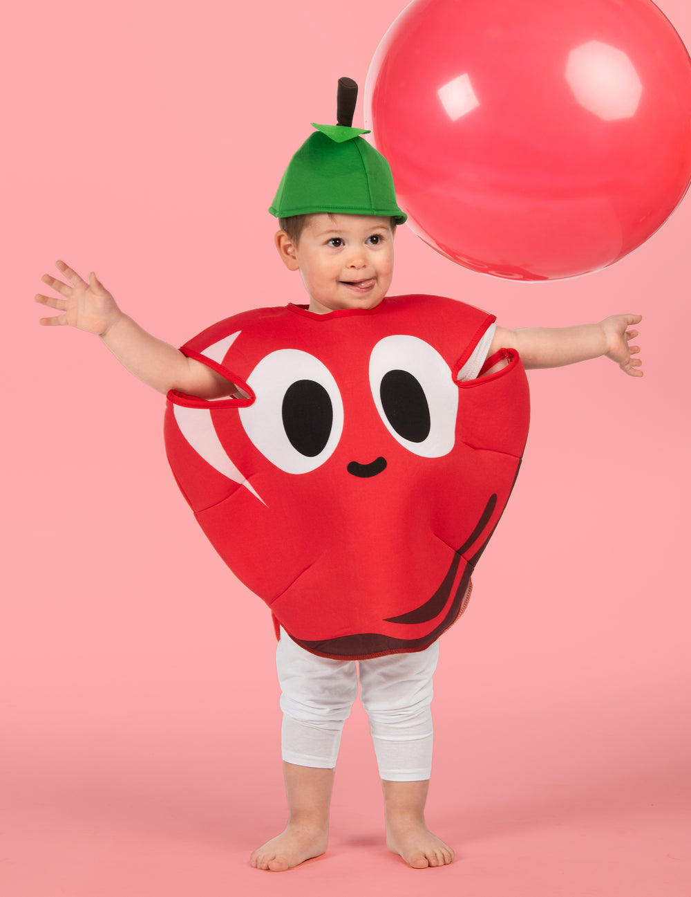 Vue de face du déguisement pomme rouge enfant