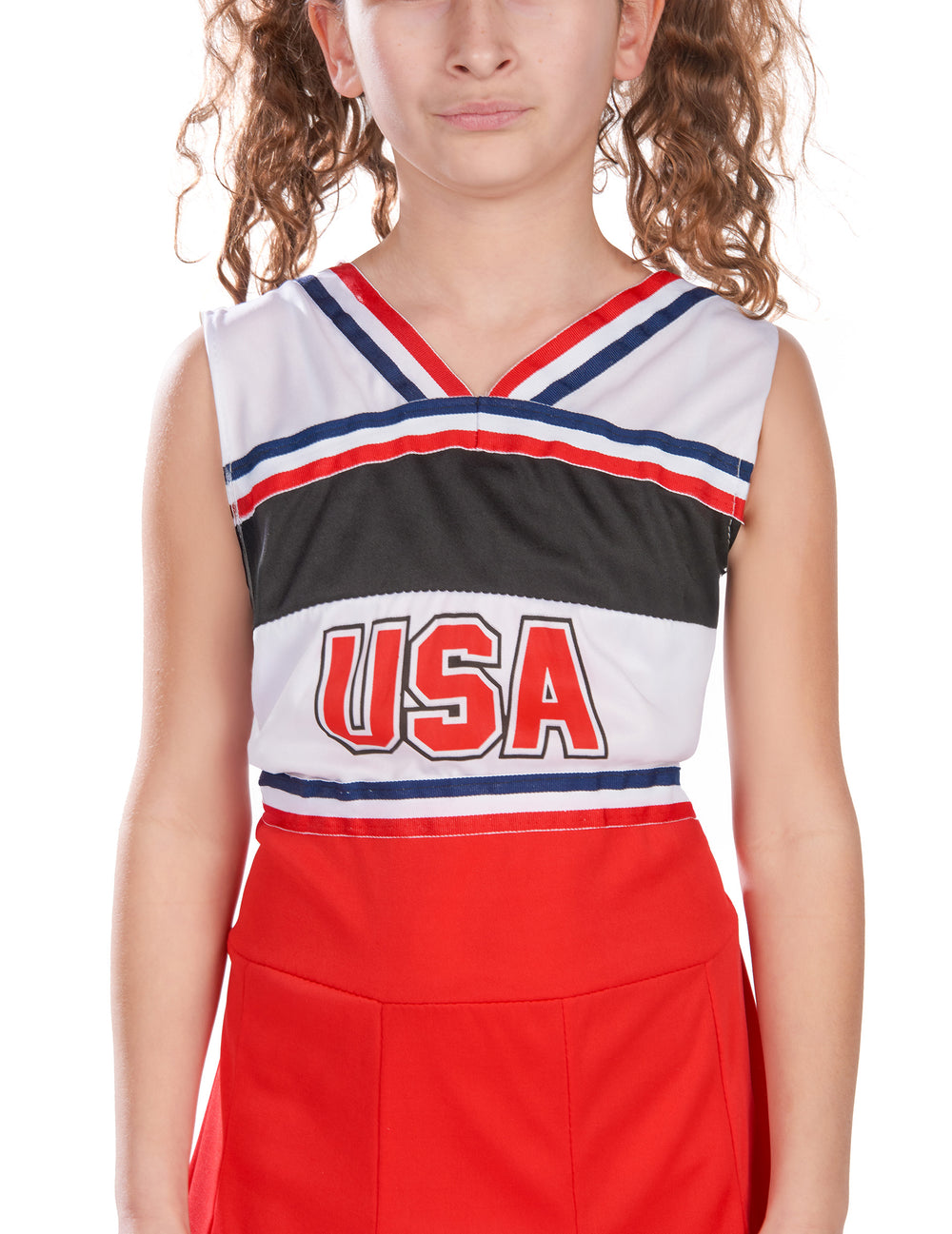Gros plan sur le logo USA du déguisement pompom girl USA