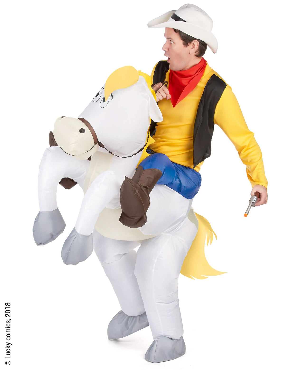 Vista de perfil do disfarce Porte-moi Jolly Jumper Lucky Luke