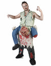 Déguisement porte-moi zombie pour adulte Halloween ensanglanté avec chemise bleue déchirée