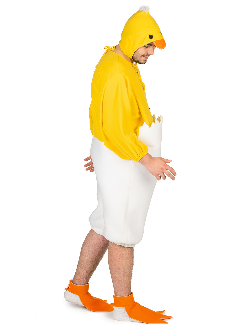Vue de profil du déguisement de poussin pour adulte