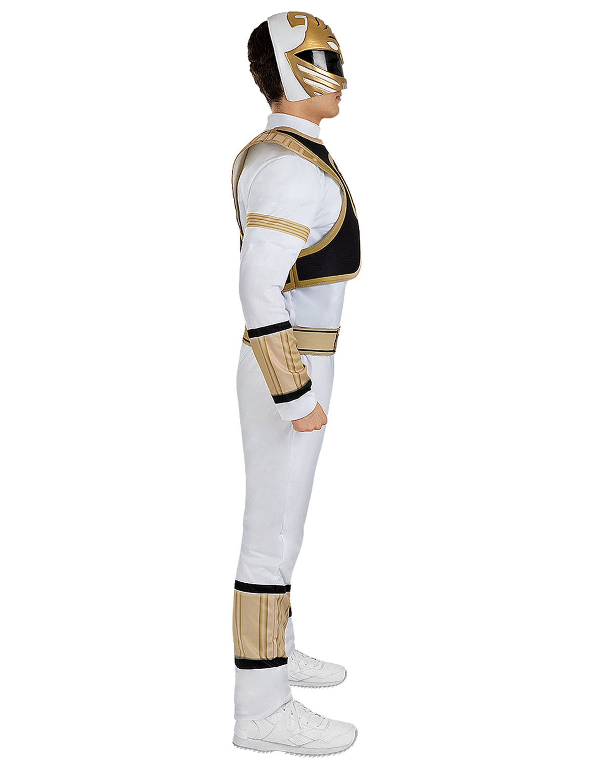 Vue de profil du déguisement Power Ranger blanc pour adulte