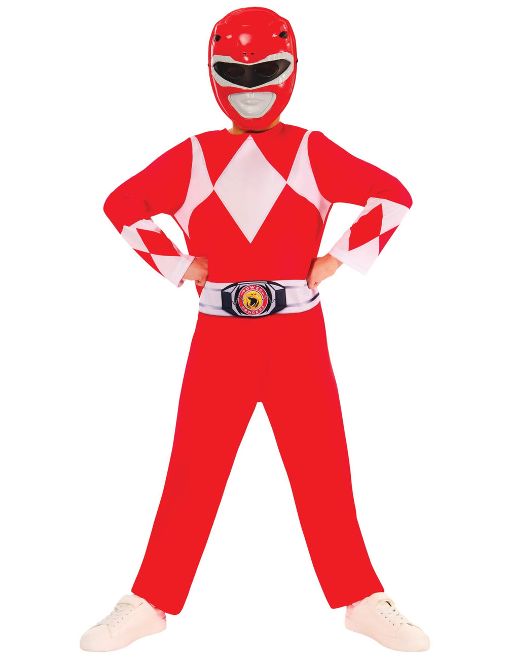 Déguisement Power Ranger rouge pour enfant rouge classique avec masque