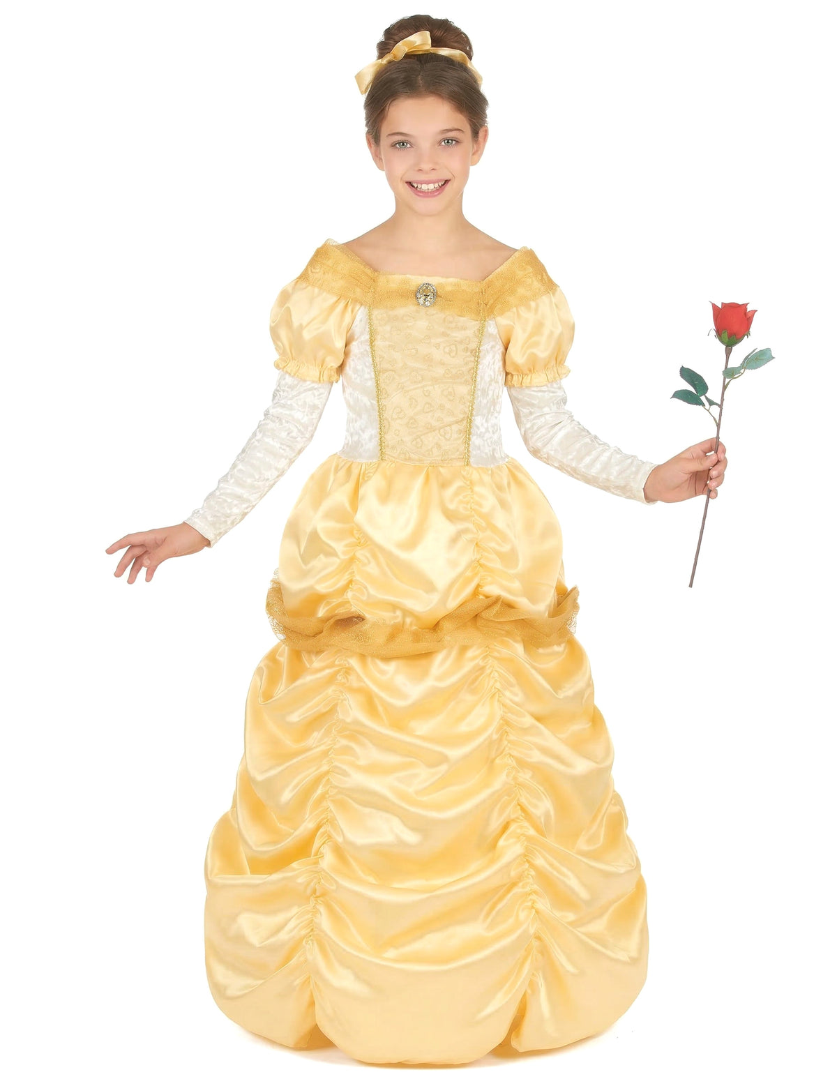 Déguisement de princesse beauté pour fille jaune et or