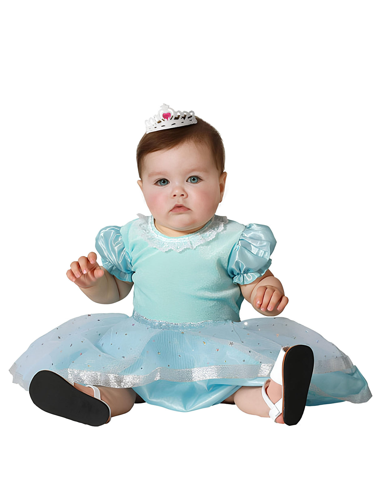 Déguisement de princesse pour bébé bleue avec diadème