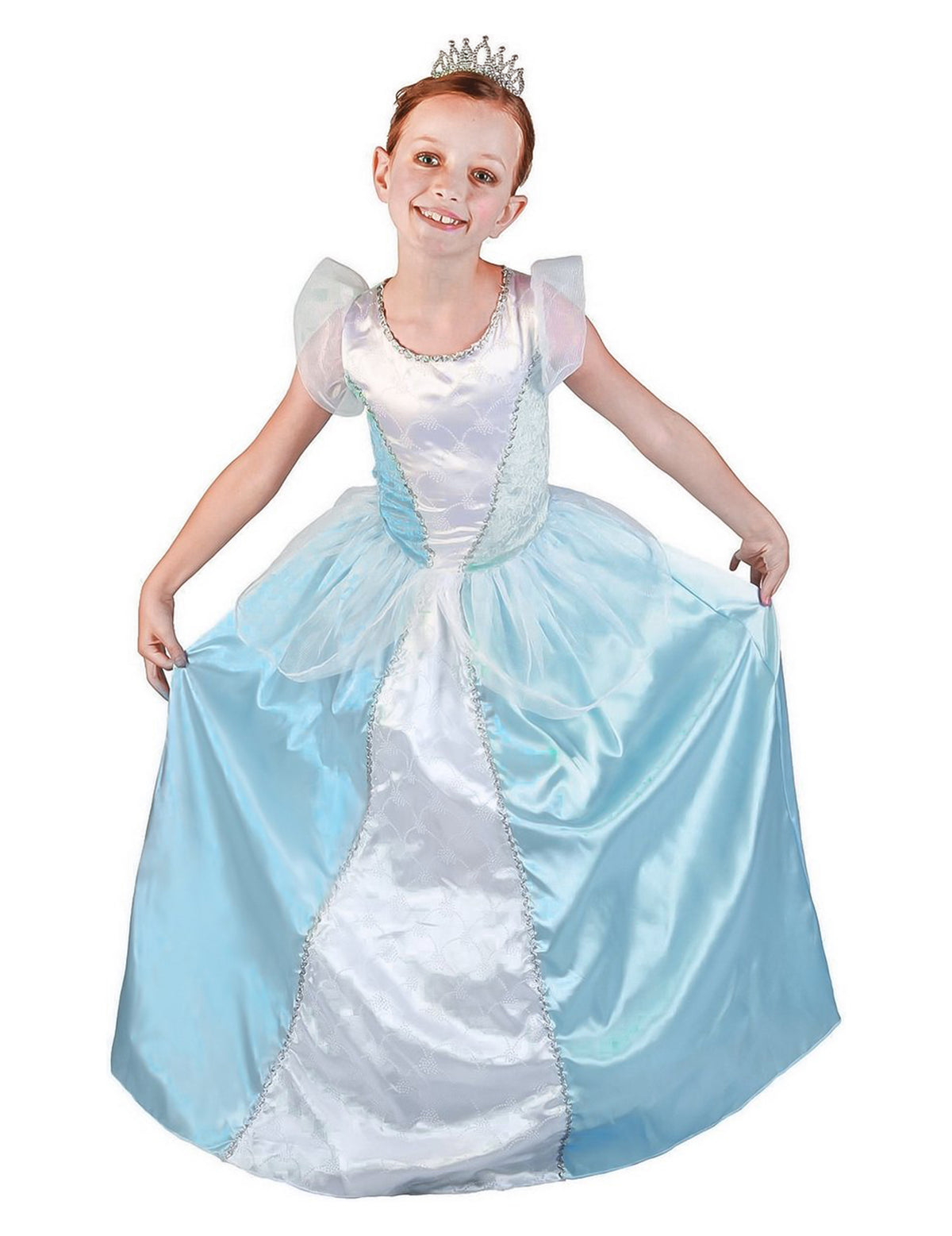 Déguisement de princesse pour fille bleu et blanc avec diadème