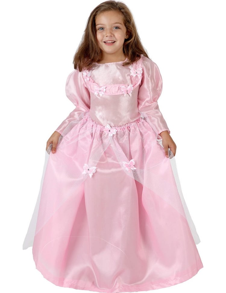 Déguisement de princesse pour fille rose avec papillons et tulle
