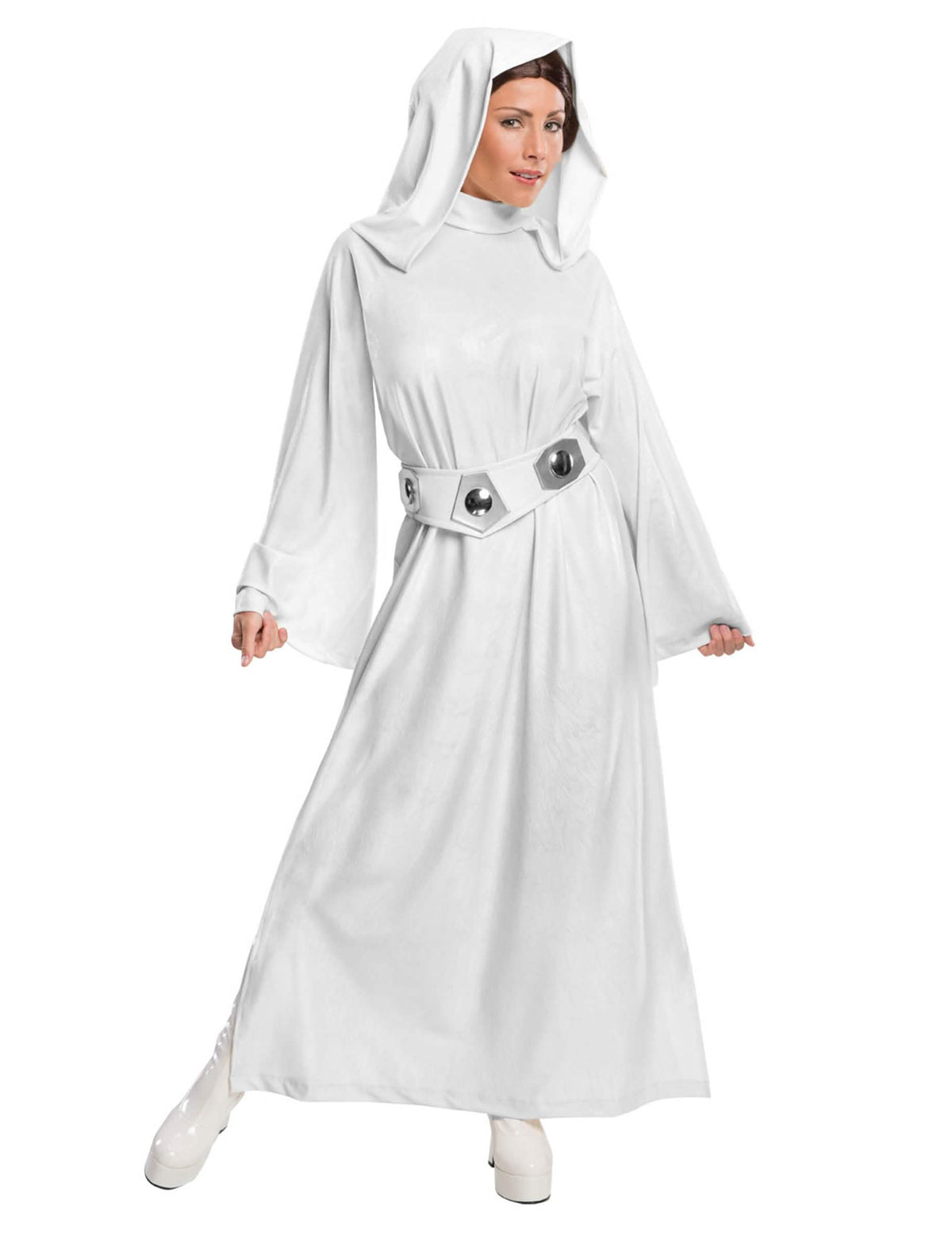 Fato de princesa Leia Star Wars™ para mulher branco com capuz e cinto