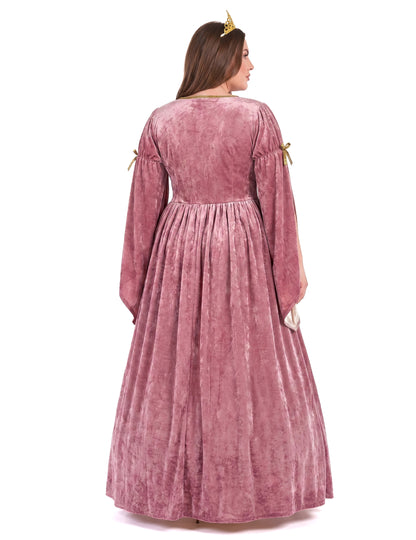 Disfarce de Princesa Medieval Rosa e Branco Tamanho Grande Mulher