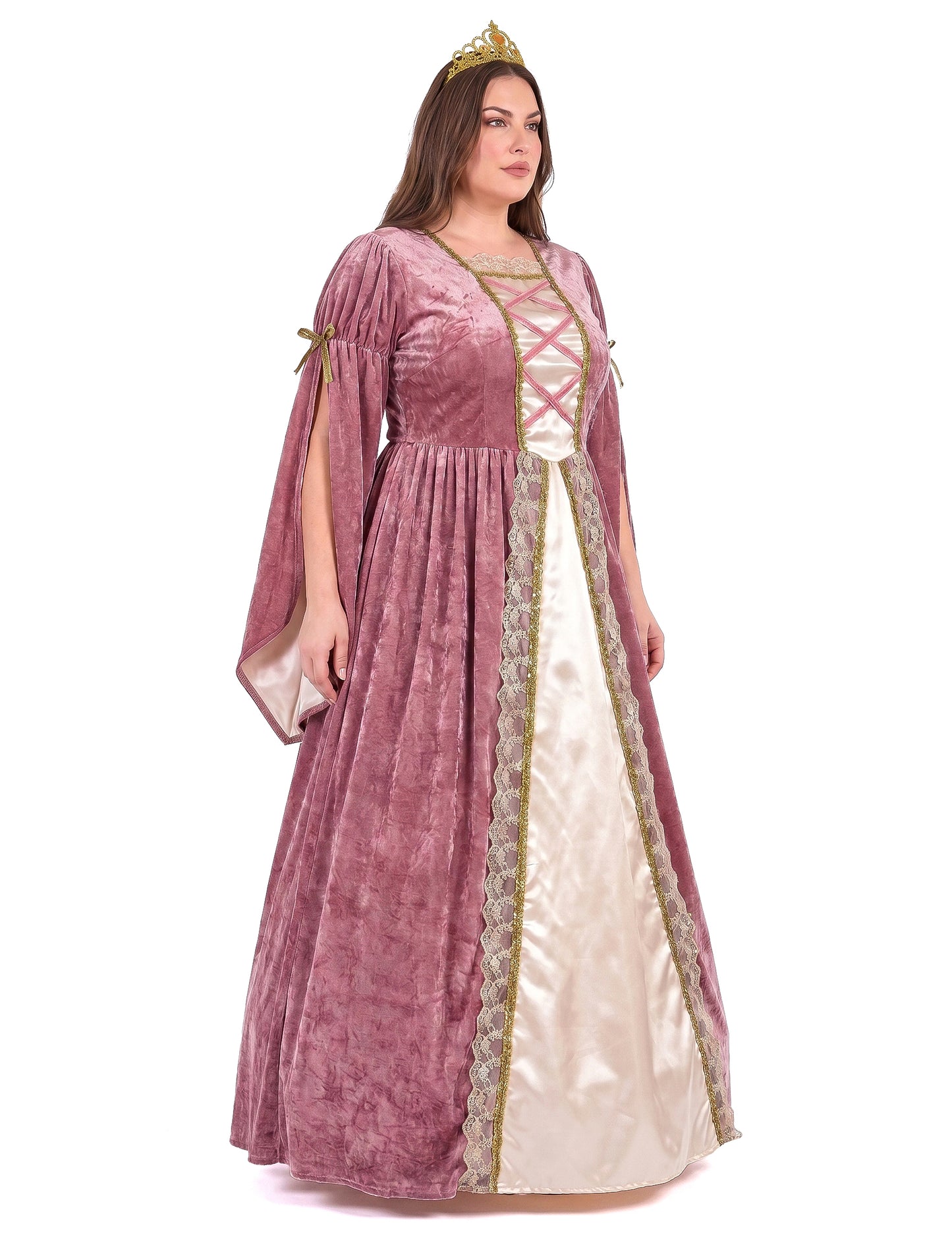 Déguisement princesse médiévale rose et blanche grande taille femme