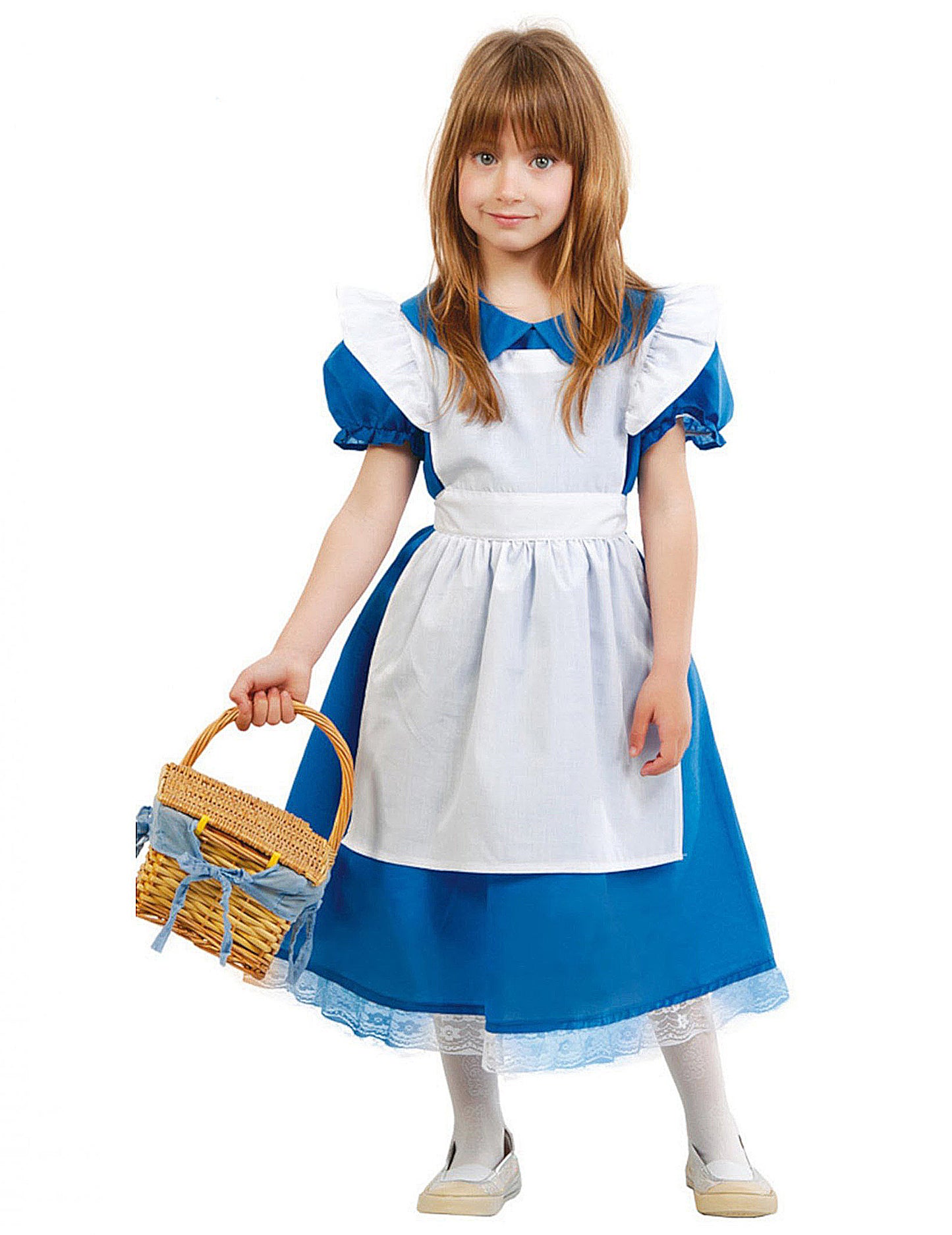 Déguisement de princesse merveilleuse pour fille bleu et blanc avec tablier