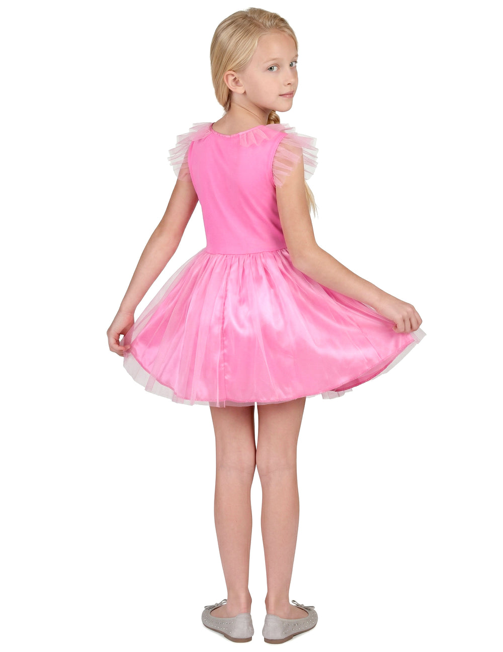 Vue de dos du déguisement de princesse à paillettes pour fille