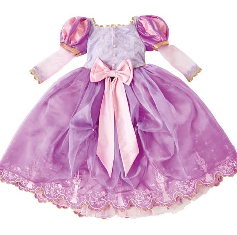 Vista traseira do disfarce Princesa Rapunzel de colecionador