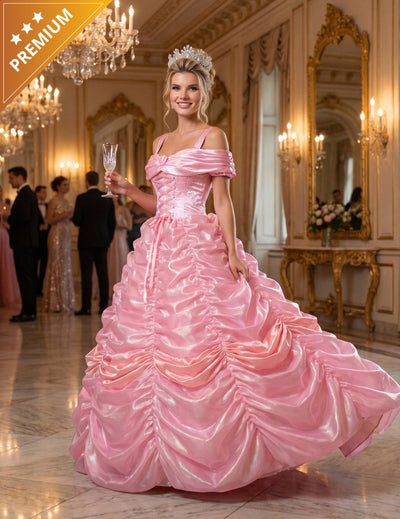 fato de princesa rosa premium para mulher