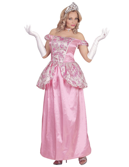 Déguisement de princesse pour femme rose pâle avec diadème et gants blancs