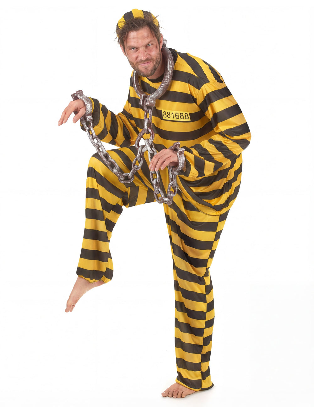 Vue de profil du déguisement prisonnier pour adulte