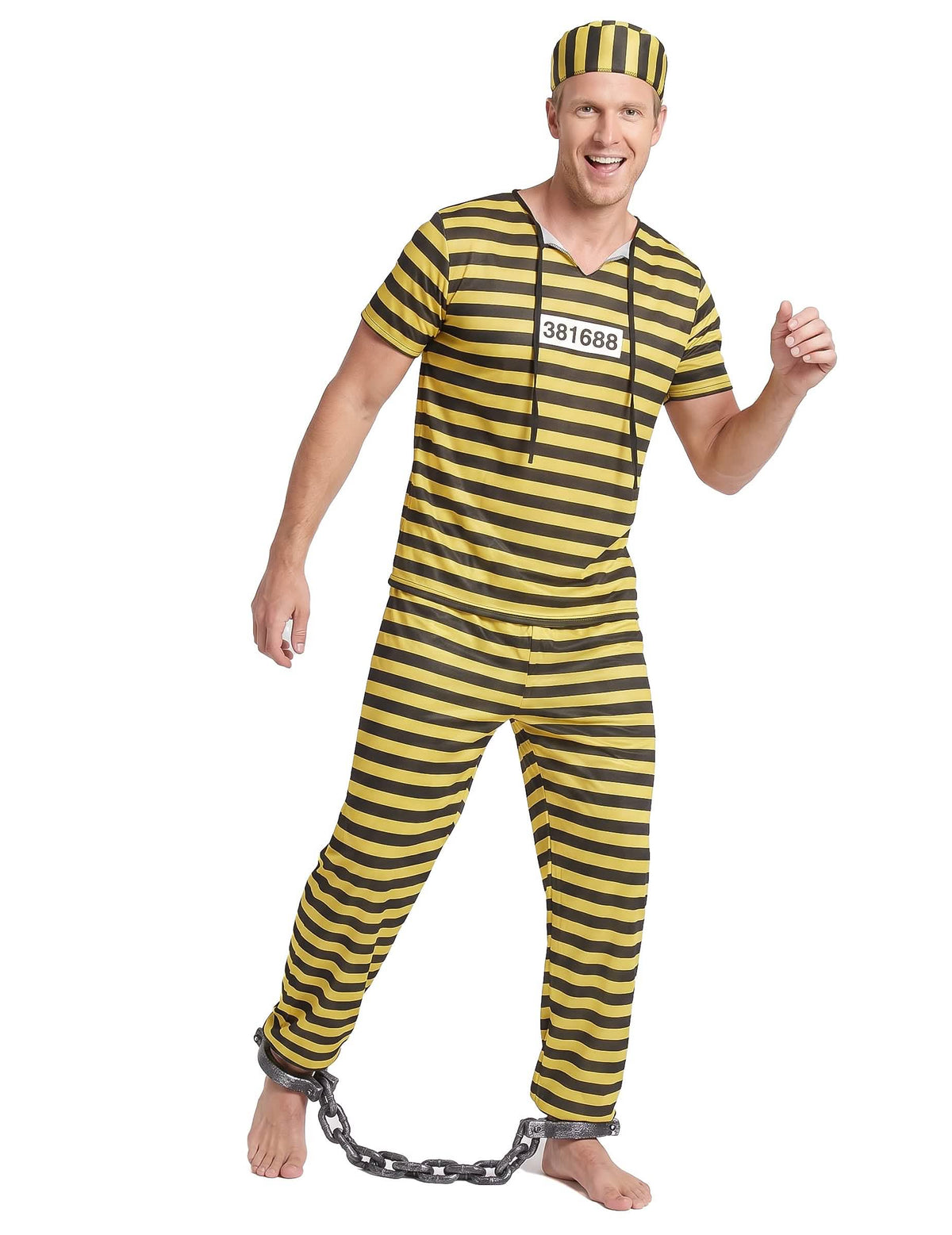 Disfarce prisioneiro amarelo para homem