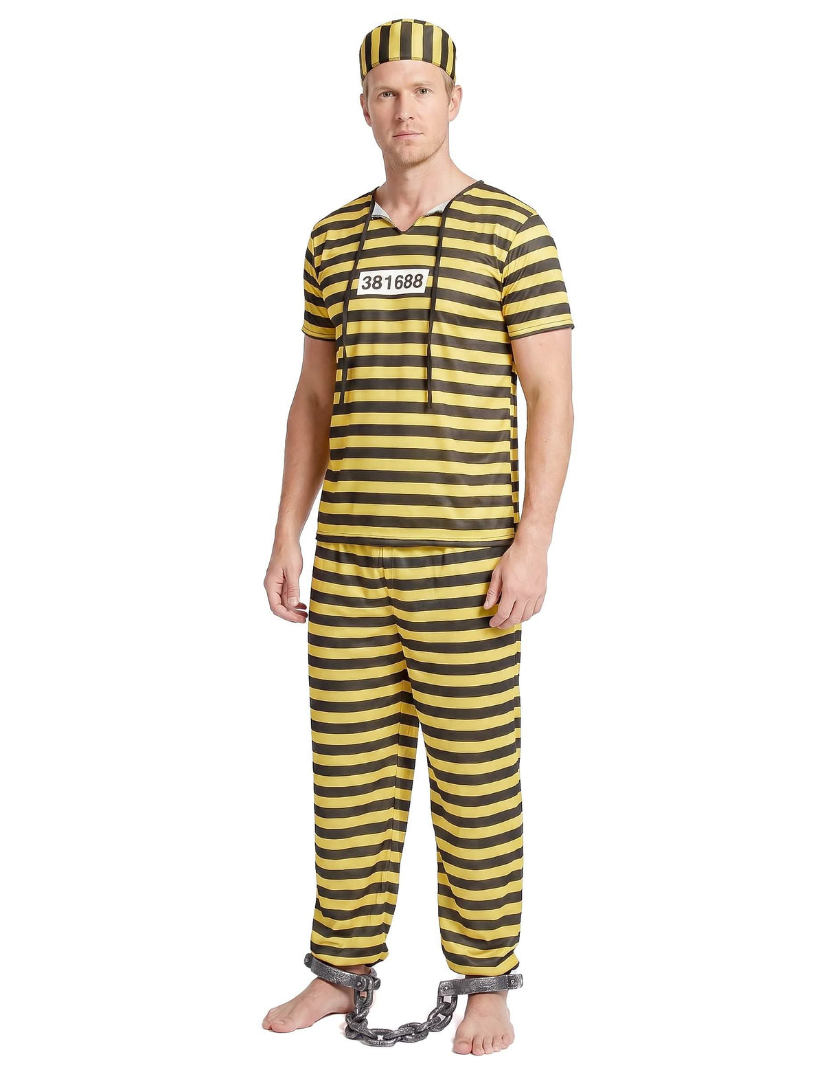 Disfarce prisioneiro amarelo para homem