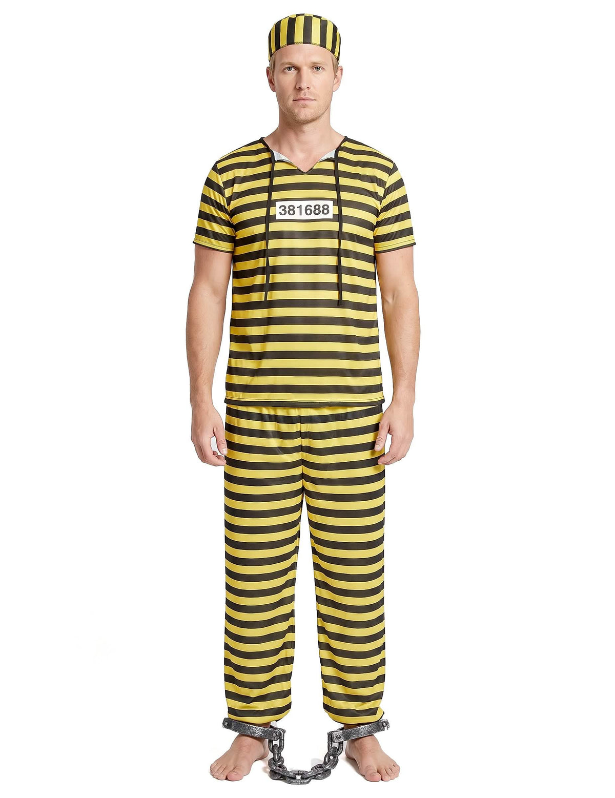 Disfarce prisioneiro amarelo para homem