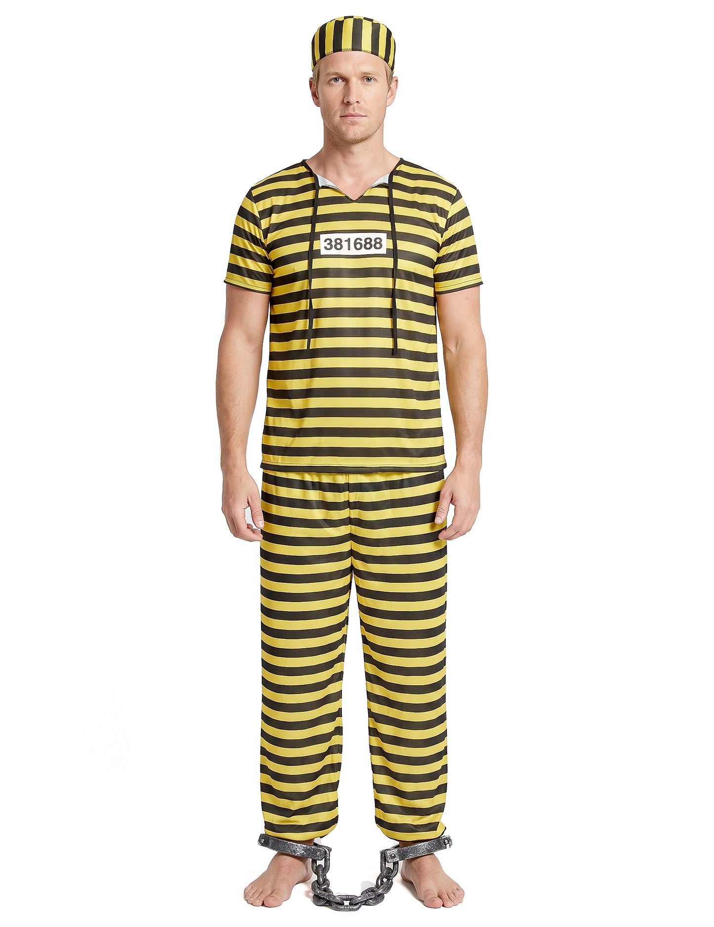 Disfarce prisioneiro amarelo para homem
