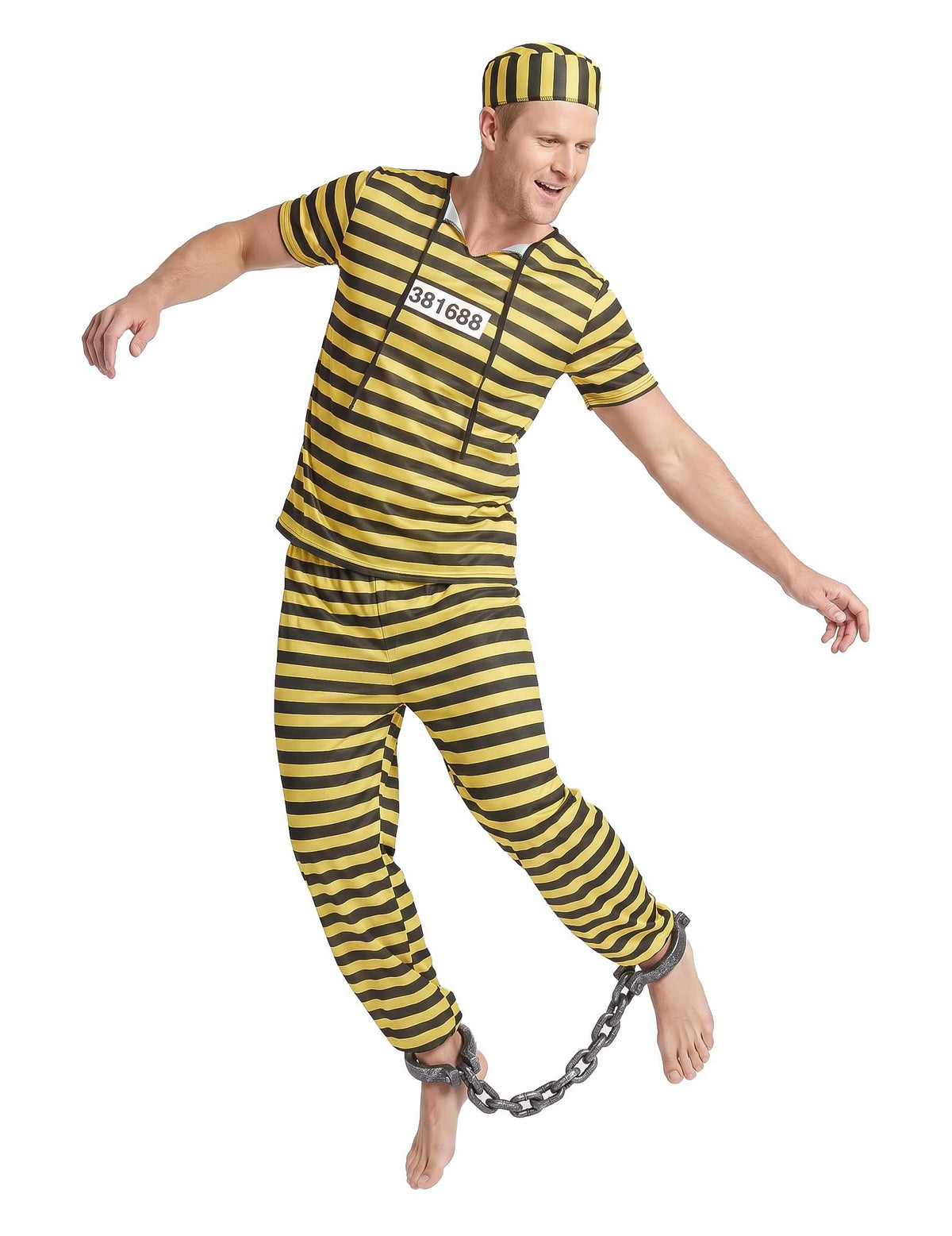 Disfarce prisioneiro amarelo para homem