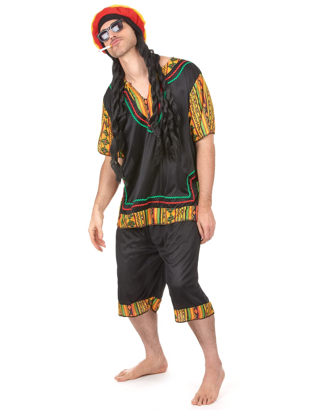 Vista geral do disfarce rasta para homem
