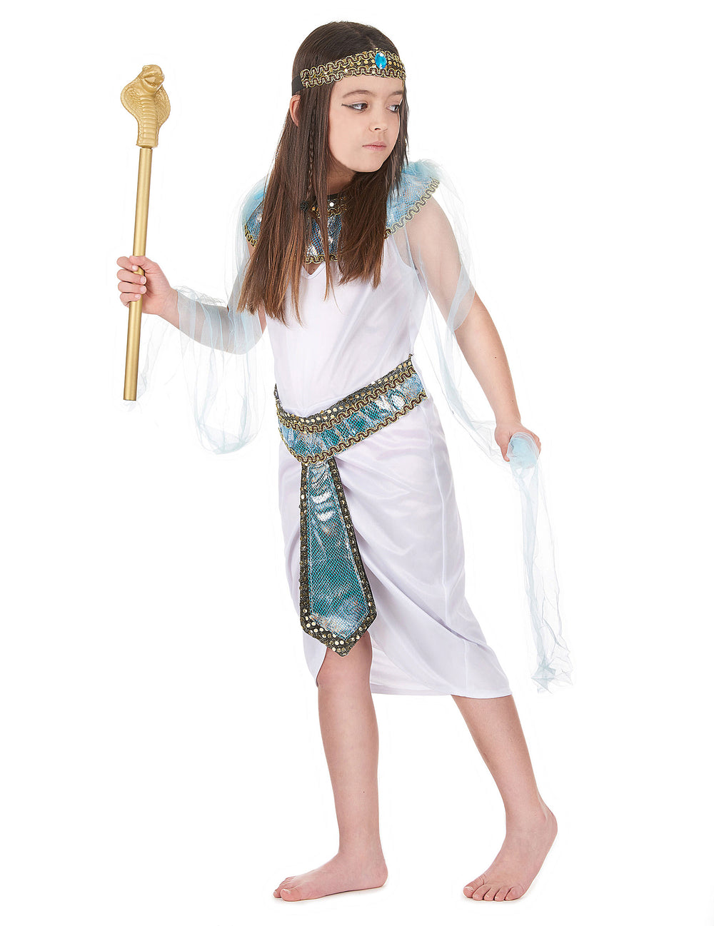 Vue de profil du déguisement de reine d'Egypte pour fille