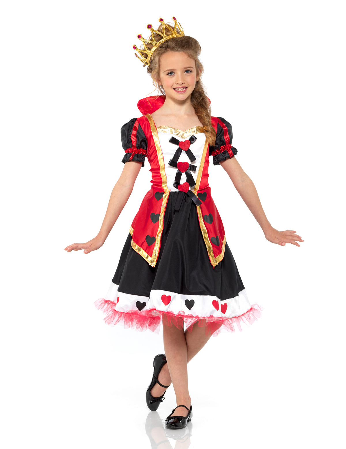 Vue de plein pied du déguisement reine des coeurs pour fille